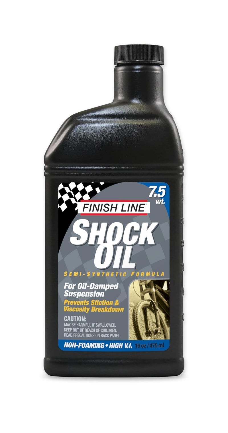 Finish Line 7.5wt Suspension Shock Oil â€“ Premium Semi-Synthetic Non-Foaming Fluid for All Bicycle Forks and Seals â€“ Consistent Damping and Race Proven Performance â€“ 16oz Bottle - Image 1